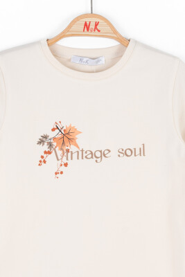 Kız Çocuk Tişört 4-8 Yaş 37501 Krem - Turuncu - 2