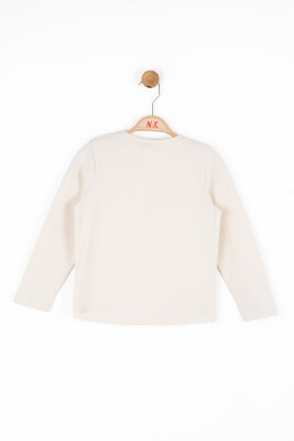 Kız Çocuk Tişört 4-8 Yaş 37501 Krem - Turuncu - 3