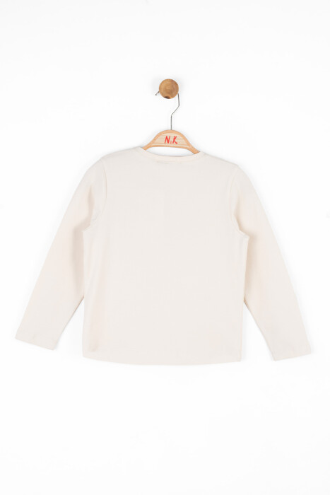 Kız Çocuk Tişört 4-8 Yaş 37501 Krem - Turuncu - 3