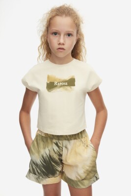 Kız Çocuk Tişort 8-14 Yaş 38380 Krem-Haki * - 2