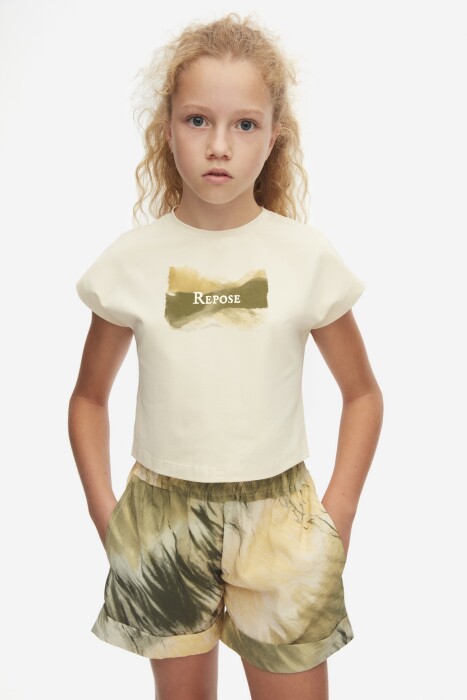 Kız Çocuk Tişort 8-14 Yaş 38380 Krem-Haki * - 2