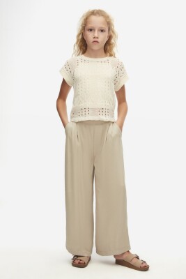 Kız Çocuk Tişort 8-14 Yaş 38367 Krem - 3