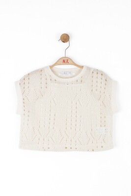 Kız Çocuk Tişort 8-14 Yaş 38367 Krem - 4