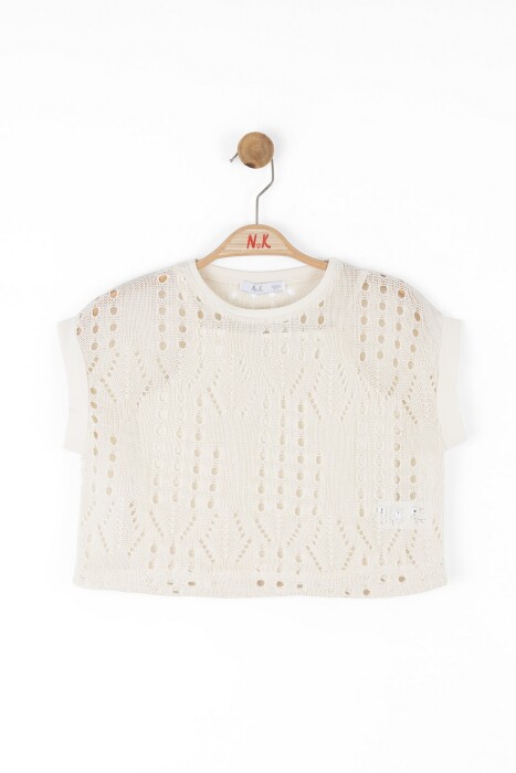Kız Çocuk Tişort 8-14 Yaş 38367 Krem - 4