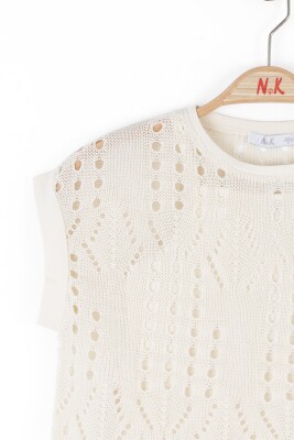 Kız Çocuk Tişort 8-14 Yaş 38367 Krem - 5