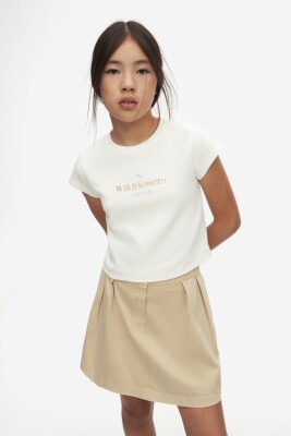 Kız Çocuk Tişort 8-14 Yaş 38360 Ekru - 2