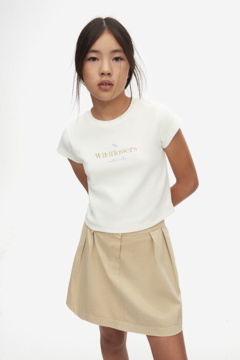 Kız Çocuk Tişort 8-14 Yaş 38360 Ekru - 2