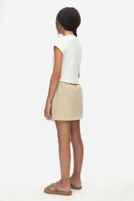 Kız Çocuk Tişort 8-14 Yaş 38360 Ekru - 3