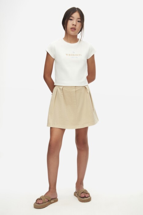 Kız Çocuk Tişort 8-14 Yaş 38360 Ekru - 4