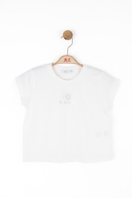 Kız Çocuk Tişort 8-14 Yaş 38302 Ekru - Gri - 1