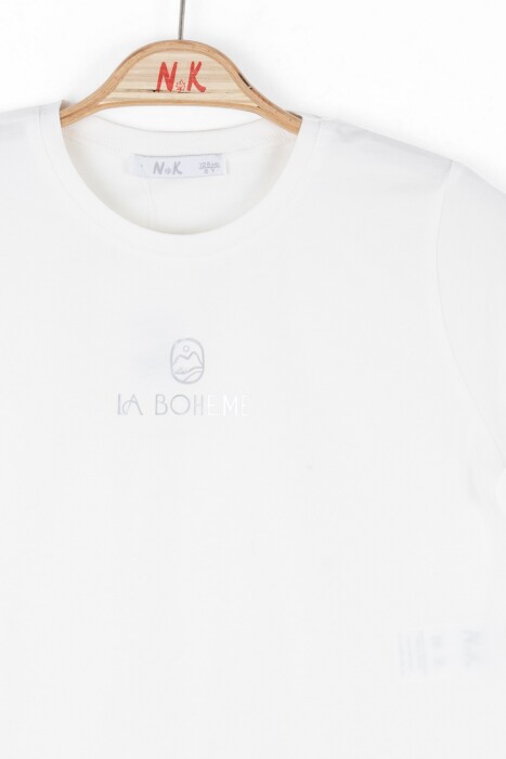 Kız Çocuk Tişort 8-14 Yaş 38302 Ekru - Gri - 3