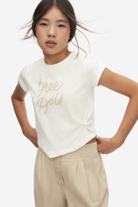 Kız Çocuk Tişort 10-16 Yaş 38806 Ekru - 2