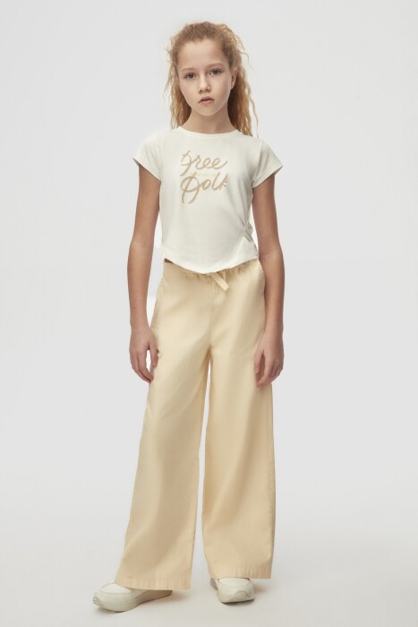 Kız Çocuk Tişort 10-16 Yaş 38806 Ekru - 3