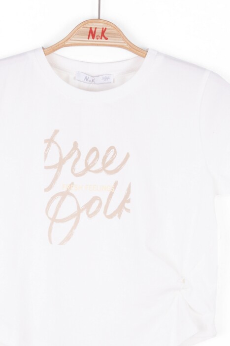 Kız Çocuk Tişort 10-16 Yaş 38806 Ekru - 7