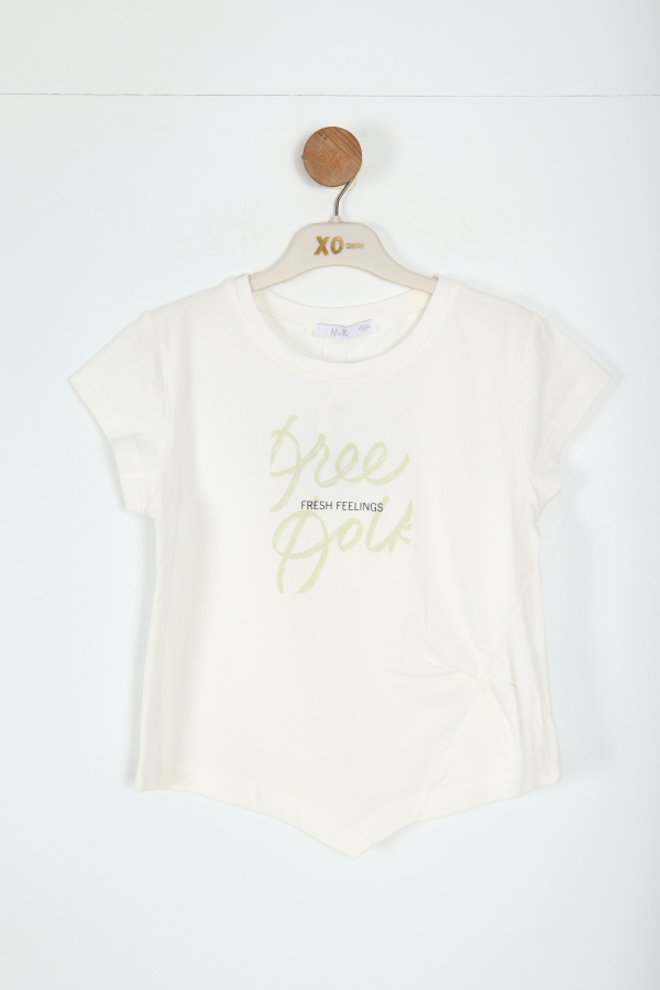 Kız Çocuk Tişort 10-16 Yaş 38806 Ekru - Yeşil - 1