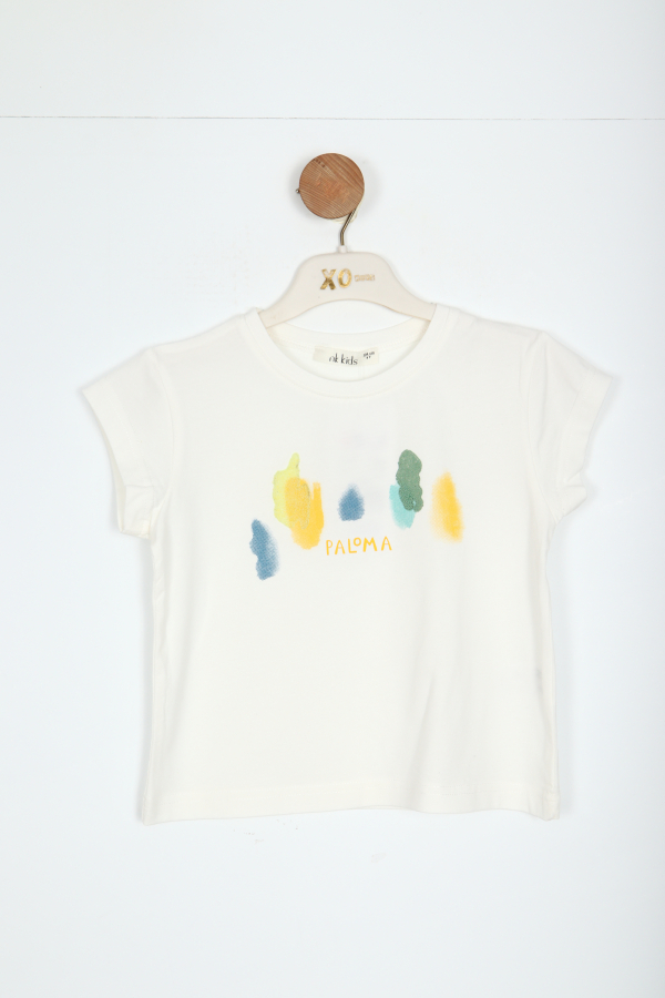 Kız Çocuk Tişort 4-8 Yaş 38544 Ekru - 1