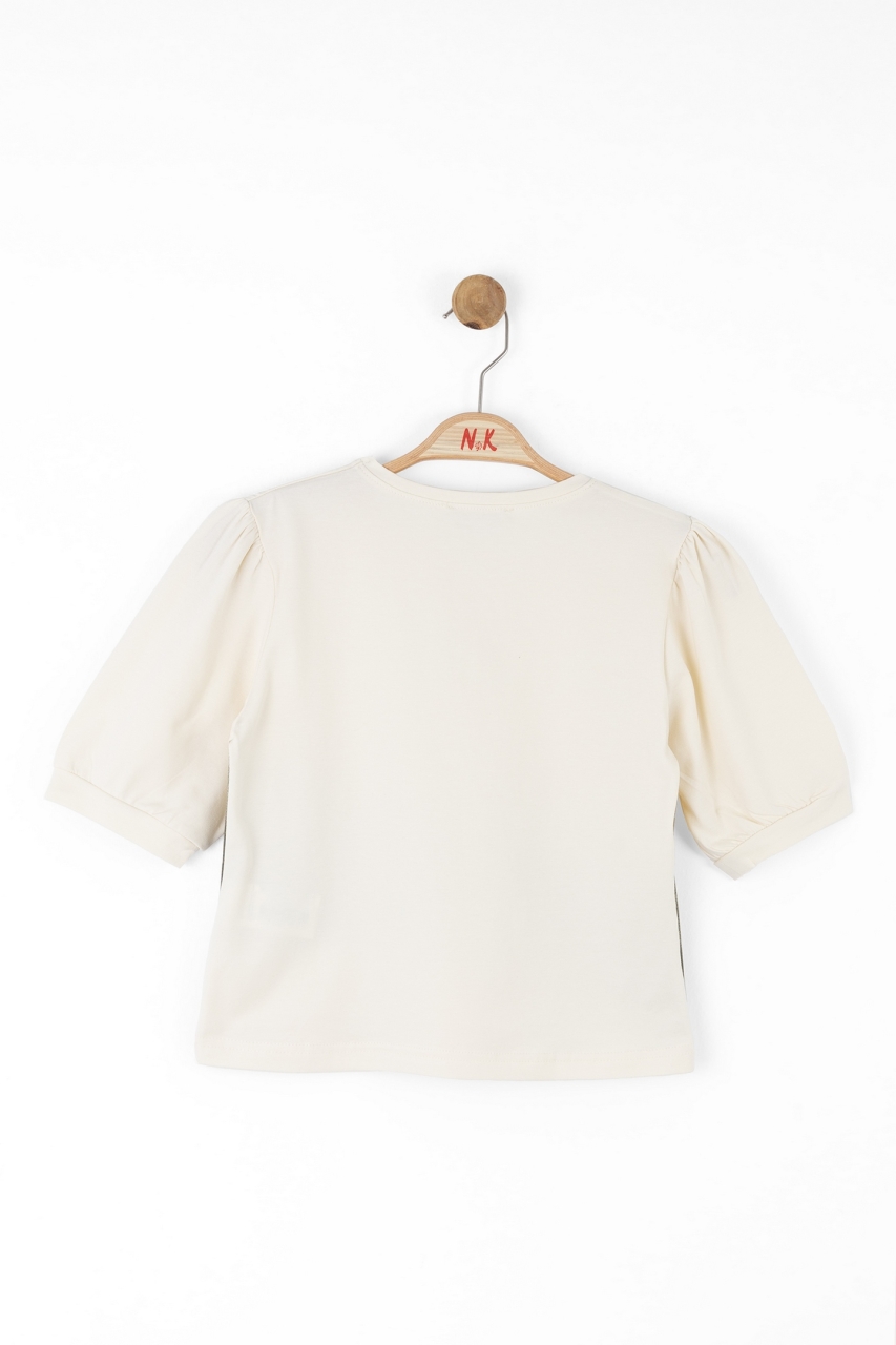 Kız Çocuk Tişort 8-14 Yaş 38379 Krem - Haki - 4
