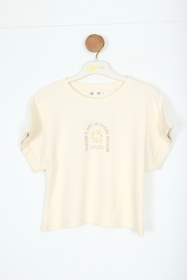 Kız Çocuk Tişort 10-16 Yaş 38811 Krem - 1