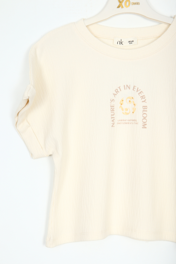 Kız Çocuk Tişort 10-16 Yaş 38811 Krem - 2