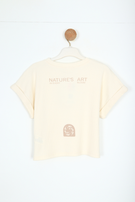 Kız Çocuk Tişort 10-16 Yaş 38811 Krem - 3
