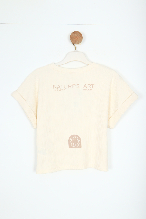 Kız Çocuk Tişort 10-16 Yaş 38811 Krem - 3