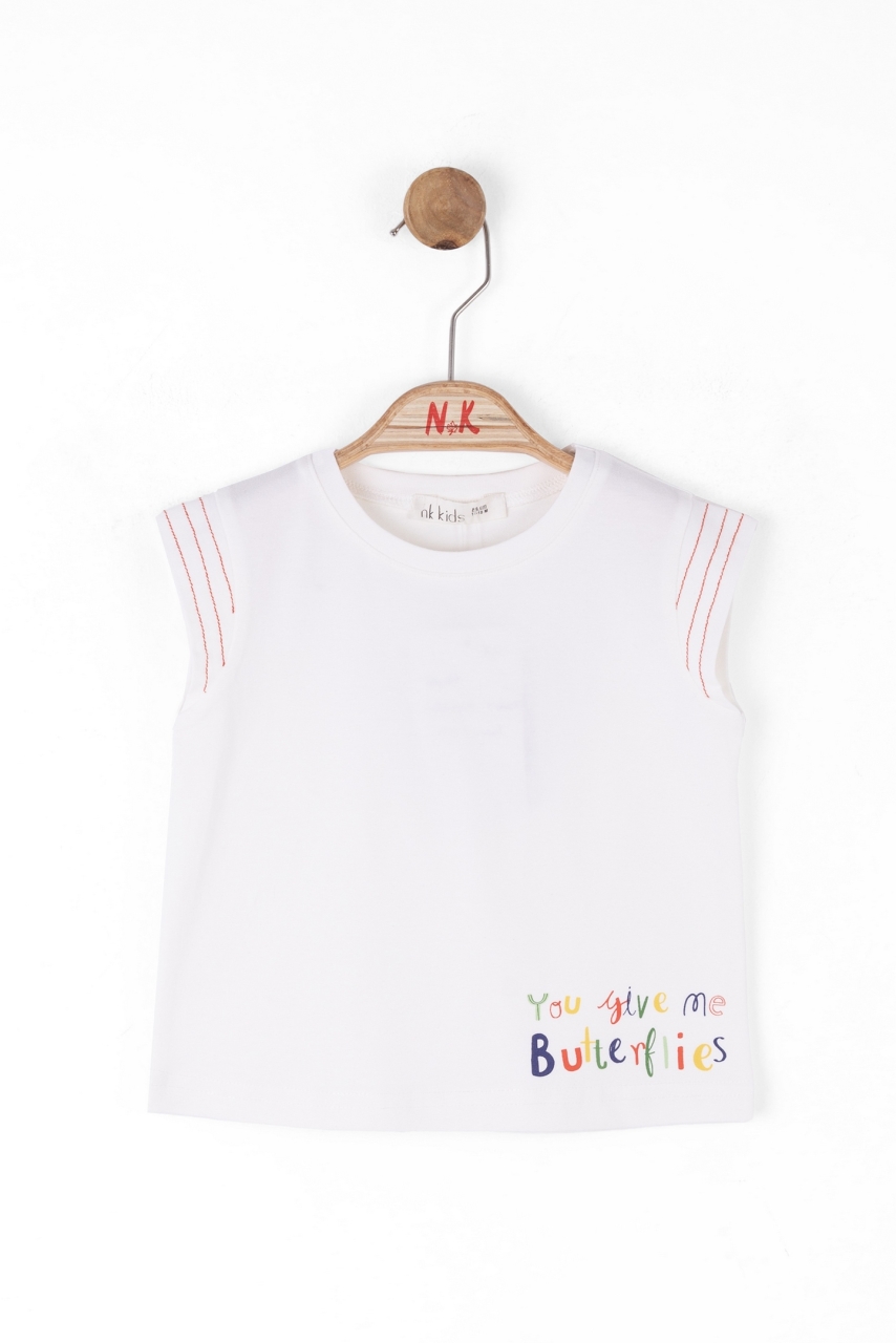 Kız Çocuk Tişort 9Ay - 4Yaş 38637 Ekru - Coral - 1