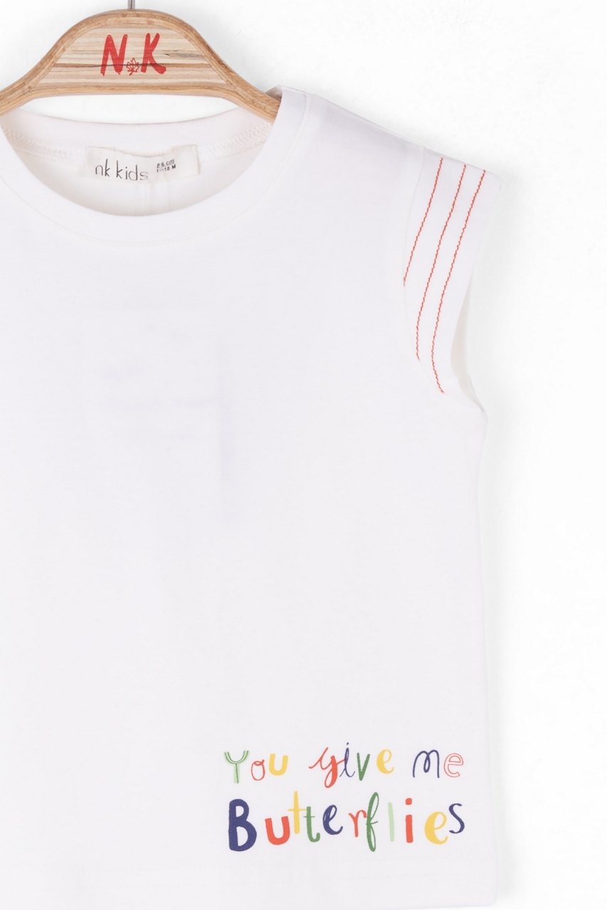 Kız Çocuk Tişort 9Ay - 4Yaş 38637 Ekru - Coral - 3