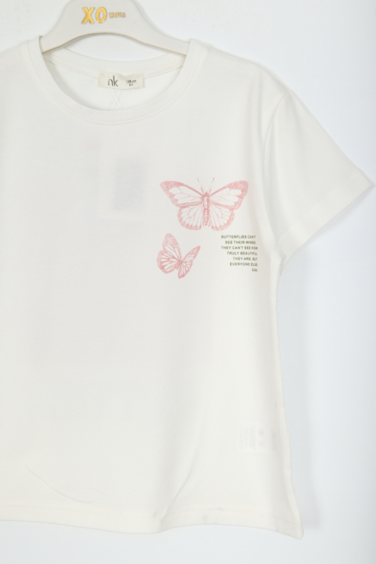 Kız Çocuk Tişört 8-14 Yaş 38451 Ekru - 2