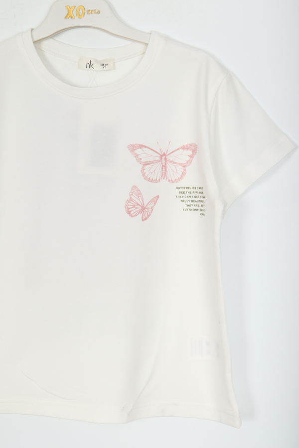 Kız Çocuk Tişört 8-14 Yaş 38451 Ekru - 2