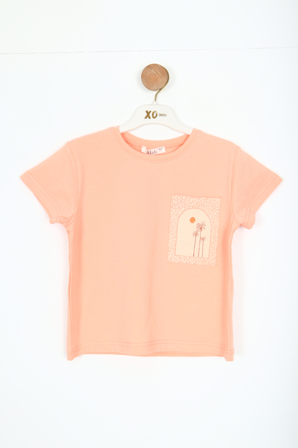 Kız Çocuk Tişört 4-8 Yaş 38576 Somon - 1