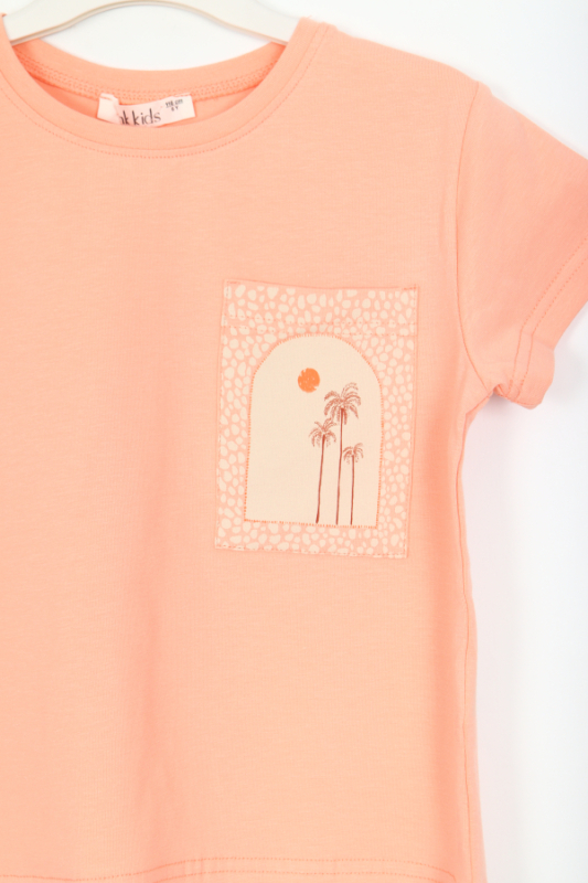 Kız Çocuk Tişört 4-8 Yaş 38576 Somon - 2