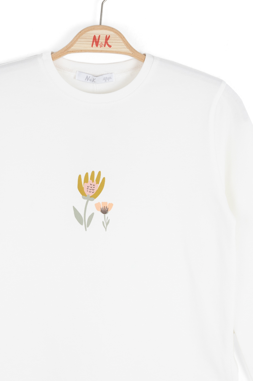 Kız Çocuk Tişort 8-14 Yaş 39301 Ekru - 3