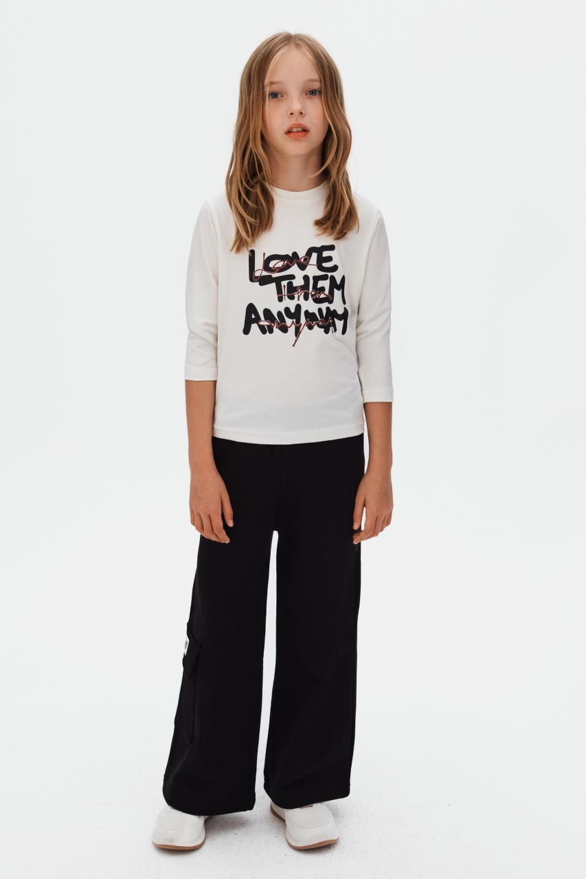 Kız Çocuk Tişort 8-14 Yaş 39302 Ekru - Siyah - 2