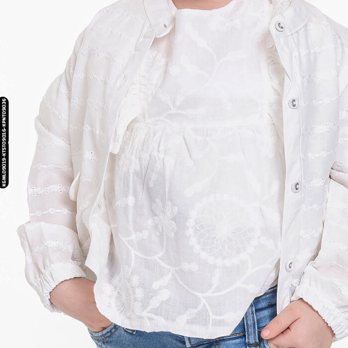 Kız Tişört 1-5 Yaş 35469 Ktst09016 Beyaz - 5