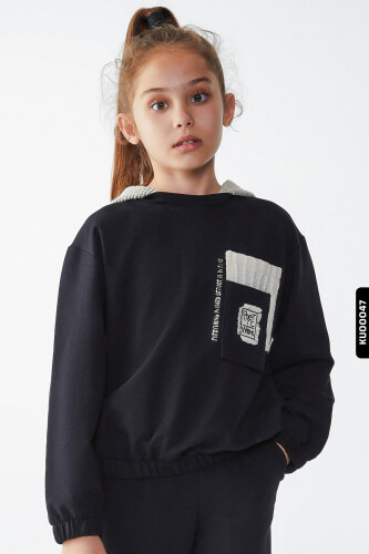 Kız Çocuk Triko Cepli Sweatshirt 8-14 Yaş 35330 - 5