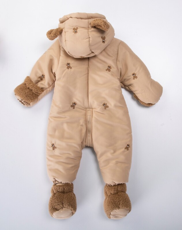 İçi Polarlı Su Ve Rüzgar Geçirmez Kapüşonlu Kız Çocuk Kozmonot Tulum 9-24 Ay 50115 Bej - 2