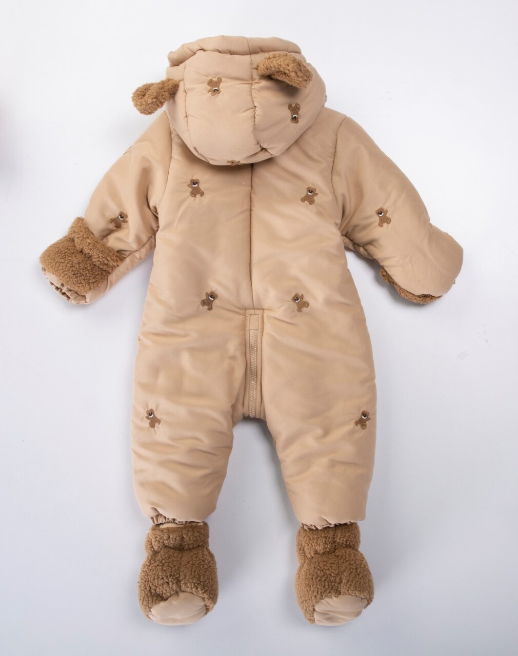 İçi Polarlı Su Ve Rüzgar Geçirmez Kapüşonlu Kız Çocuk Kozmonot Tulum 9-24 Ay 50115 Bej - 2