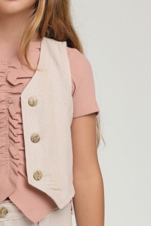 Kız Çocuk Yelek 9-13 Yaş 2523 Natural - 3