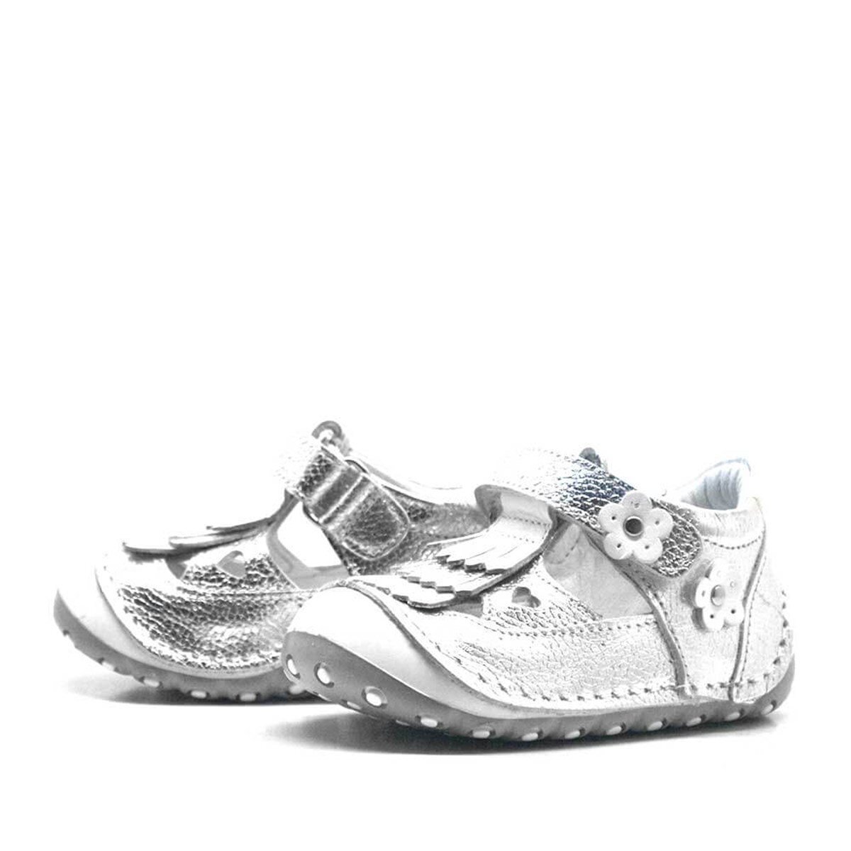 Hakiki Deri Püsküllü Gümüş Cırtlı Yazlık İlk Adım Ayakkabı - 3