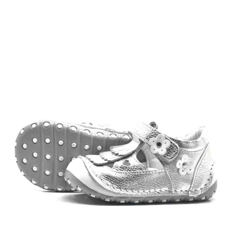 Hakiki Deri Püsküllü Gümüş Cırtlı Yazlık İlk Adım Ayakkabı - 4