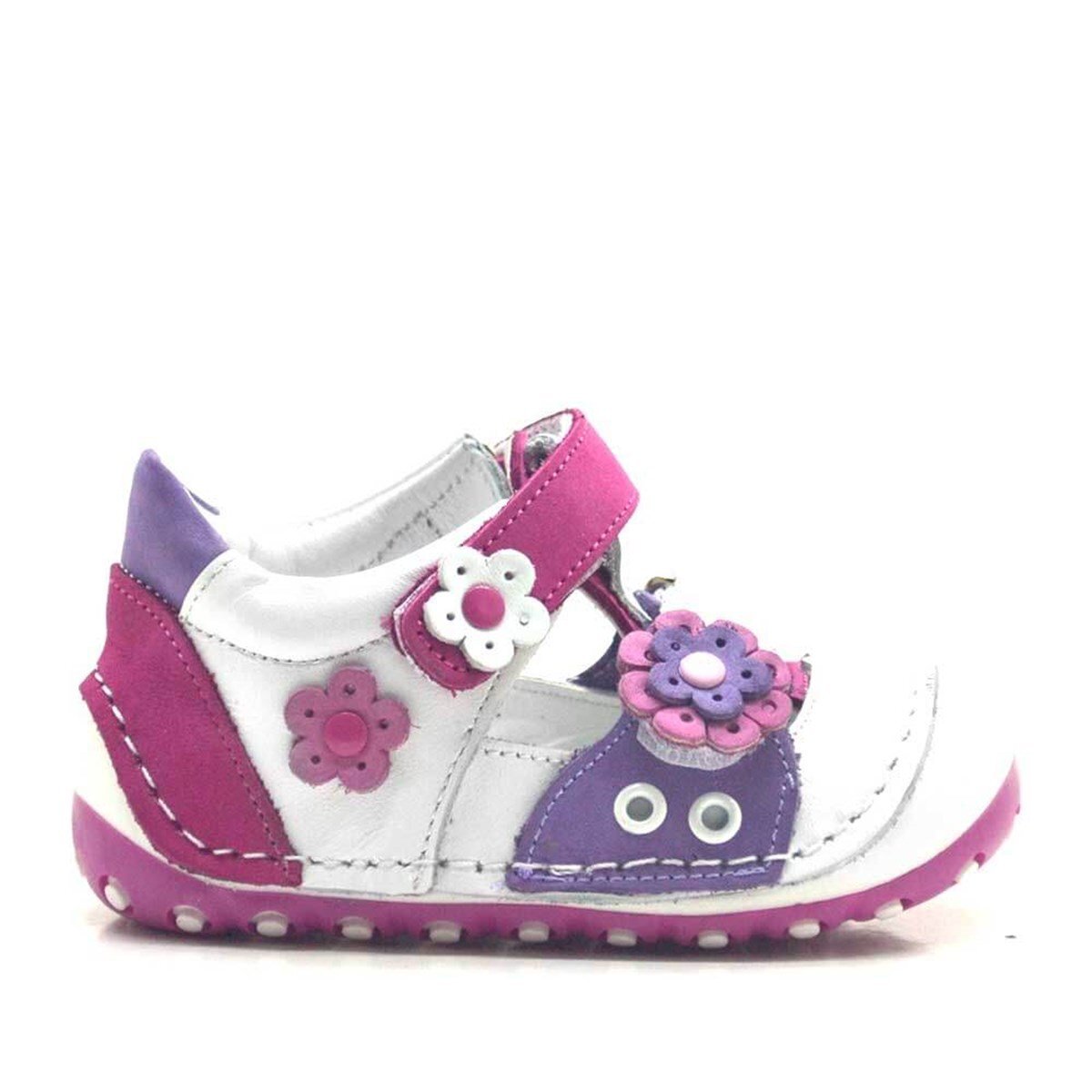 Nino Hakiki Deri Pembe Cırtlı Yazlık İlk Adım Ayakkabı - 2