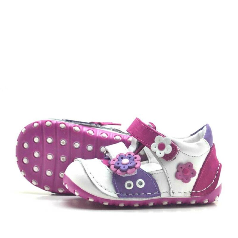 Nino Hakiki Deri Pembe Cırtlı Yazlık İlk Adım Ayakkabı - 4