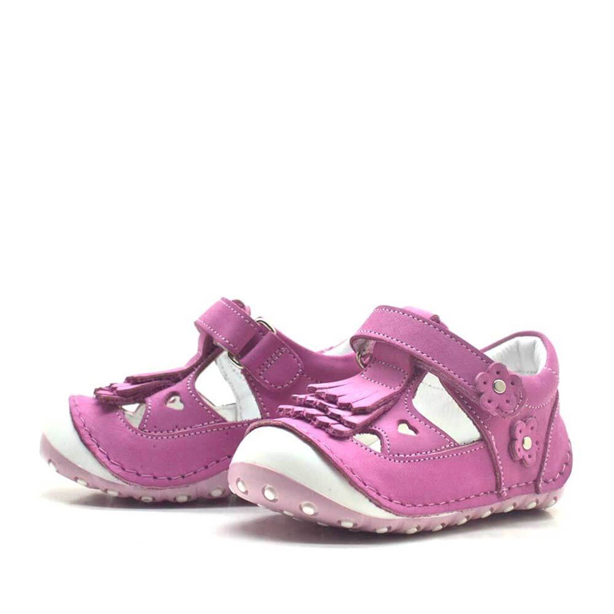 Nino Hakiki Deri Açık Pembe Cırtlı Yazlık İlk Adım Ayakkabı - 3