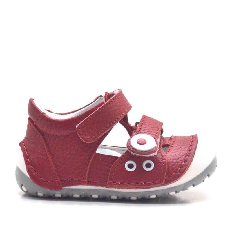 Nino Hakiki Deri Kırmızı Cırtlı Yazlık İlk Adım Ayakkabı - 2