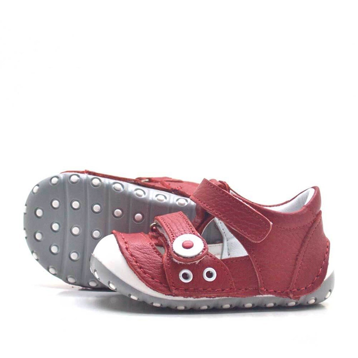 Nino Hakiki Deri Kırmızı Cırtlı Yazlık İlk Adım Ayakkabı - 4