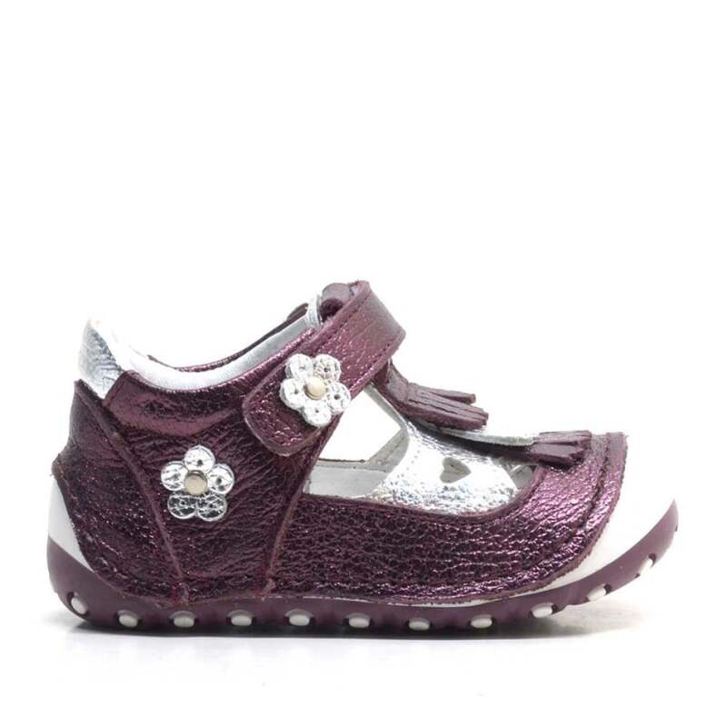 Hakiki Deri Püsküllü Bordo Cırtlı Yazlık İlk Adım Ayakkabı - 2