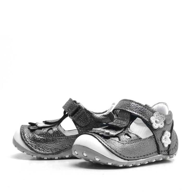 Hakiki Deri Püsküllü Gümüş Cırtlı Yazlık İlk Adım Ayakkabı - 3