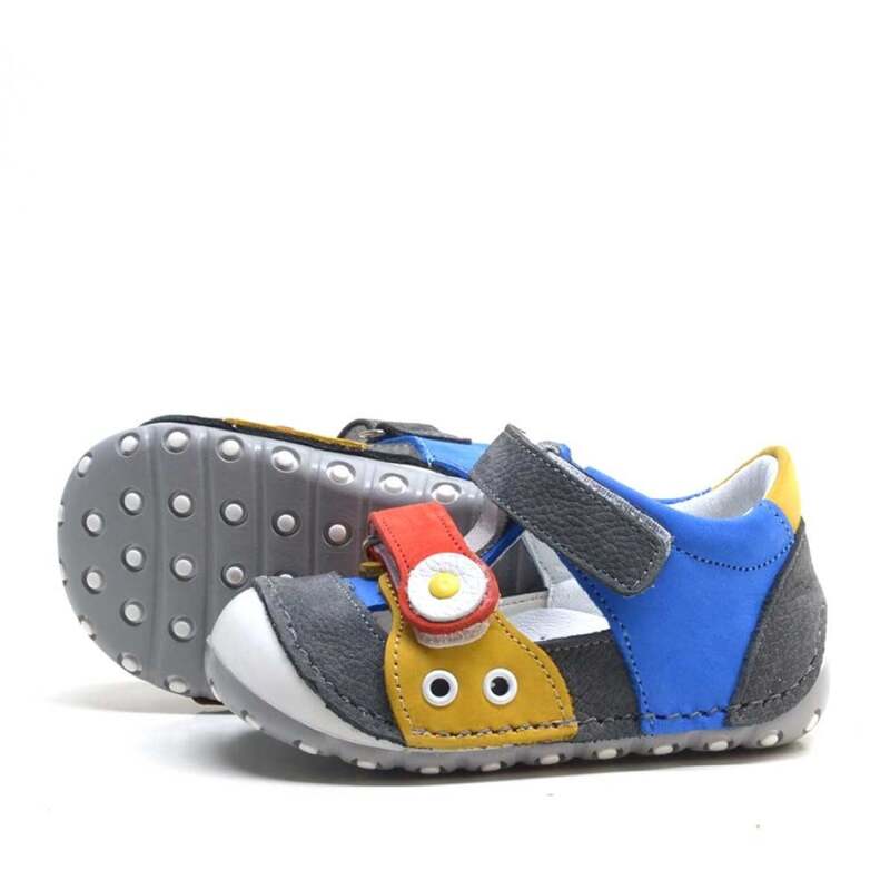 Nino Hakiki Deri Renkli Cırtlı Yazlık İlk Adım Ayakkabı - 4