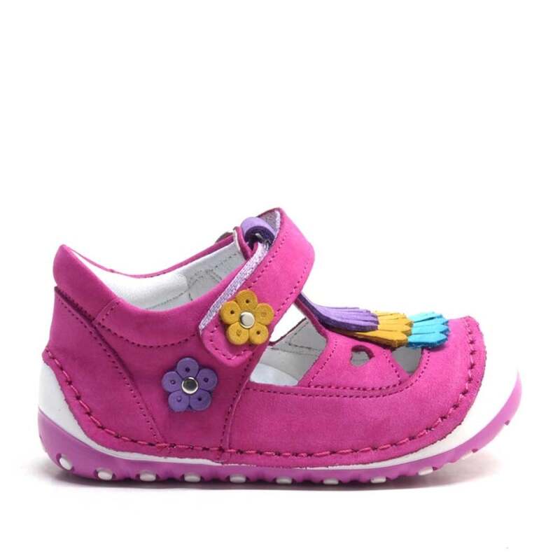 Nino Hakiki Deri Fuşya Cırtlı Yazlık İlk Adım Ayakkabı - 2