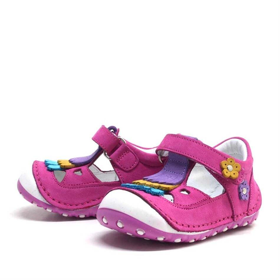 Nino Hakiki Deri Fuşya Cırtlı Yazlık İlk Adım Ayakkabı - 3